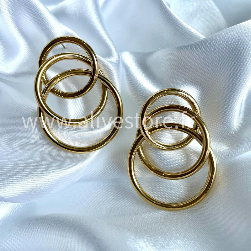 Boucles d’oreilles Elvia - multi-cercles dorés en acier inoxydable | ALIVE STORE