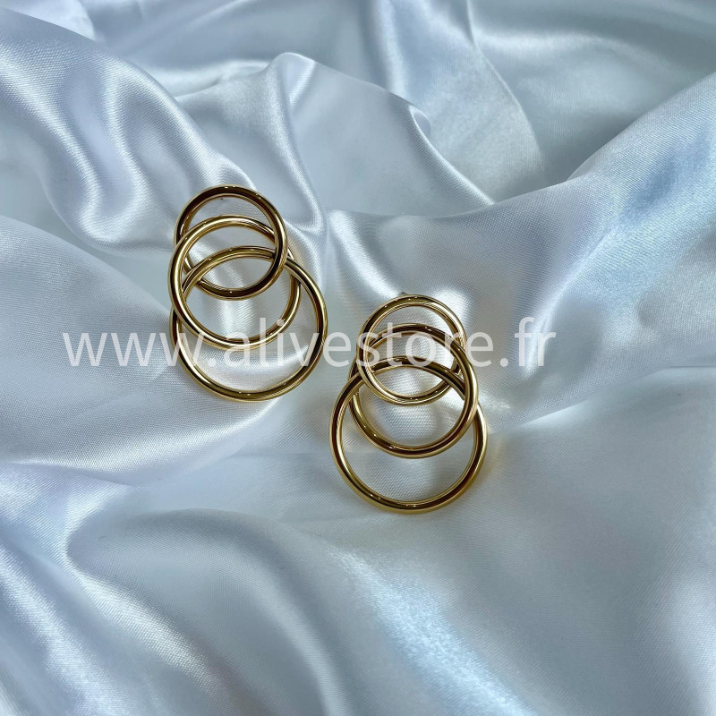 Boucles d’oreilles Elvia - multi-cercles dorés en acier inoxydable | ALIVE STORE