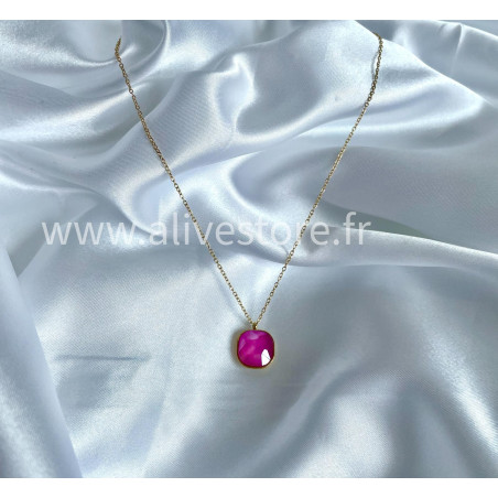 Collier Maelya - pendentif rose facetté en acier inoxydable | ALIVE STORE