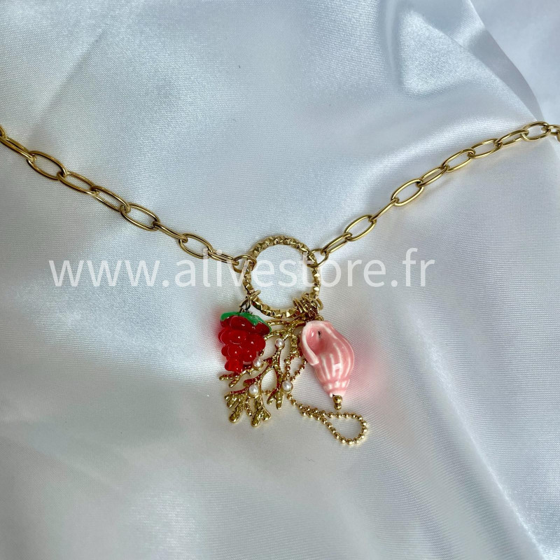 Collier Sirena - pampilles fruit & mer en acier inoxydable | ALIVE STORE