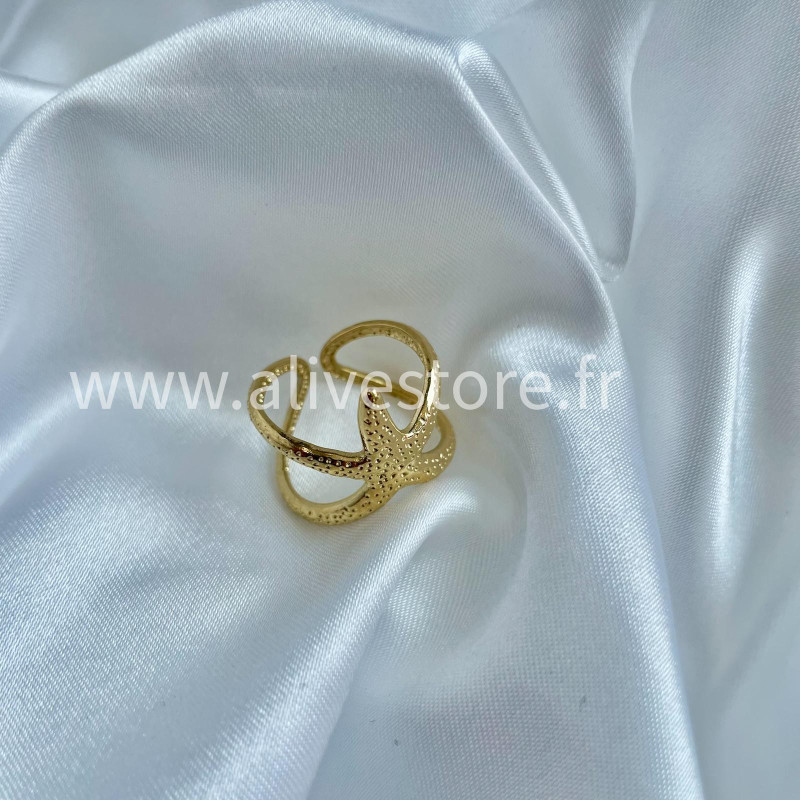Bague Ona - étoile de mer dorée ajustable | ALIVE STORE