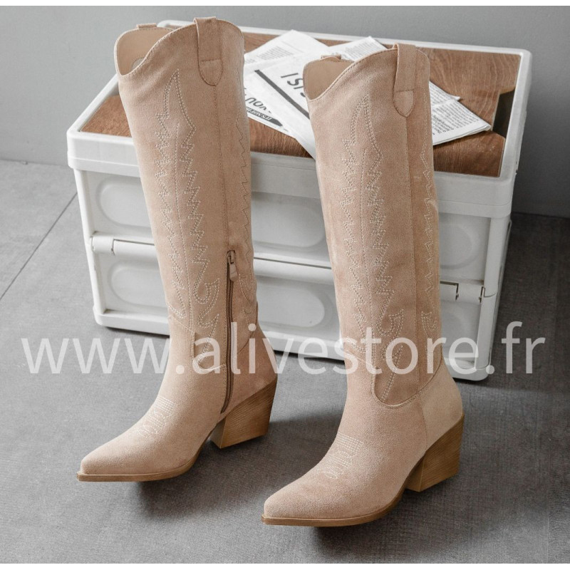 Santiags TESS à talons – Beige ou noir du 36 au 41 | ALIVE STORE