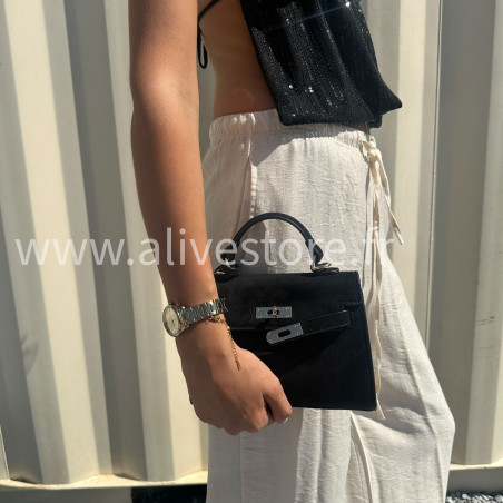 Sac à main mini en daim avec bandoulière – Beige ou noir | ALIVE STORE