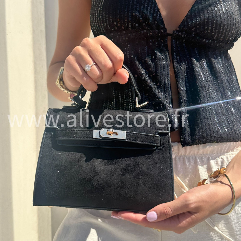 Sac à main mini en daim avec bandoulière – Beige ou noir | ALIVE STORE