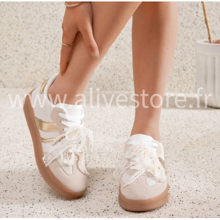 Baskets femme à perles – Emma | Bordeaux ou doré | ALIVE STORE