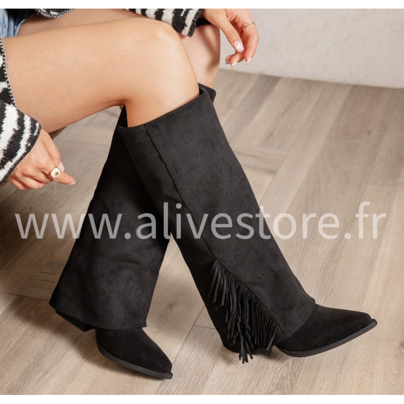 Bottes à franges style western – Beige ou noir | ALIVE STORE