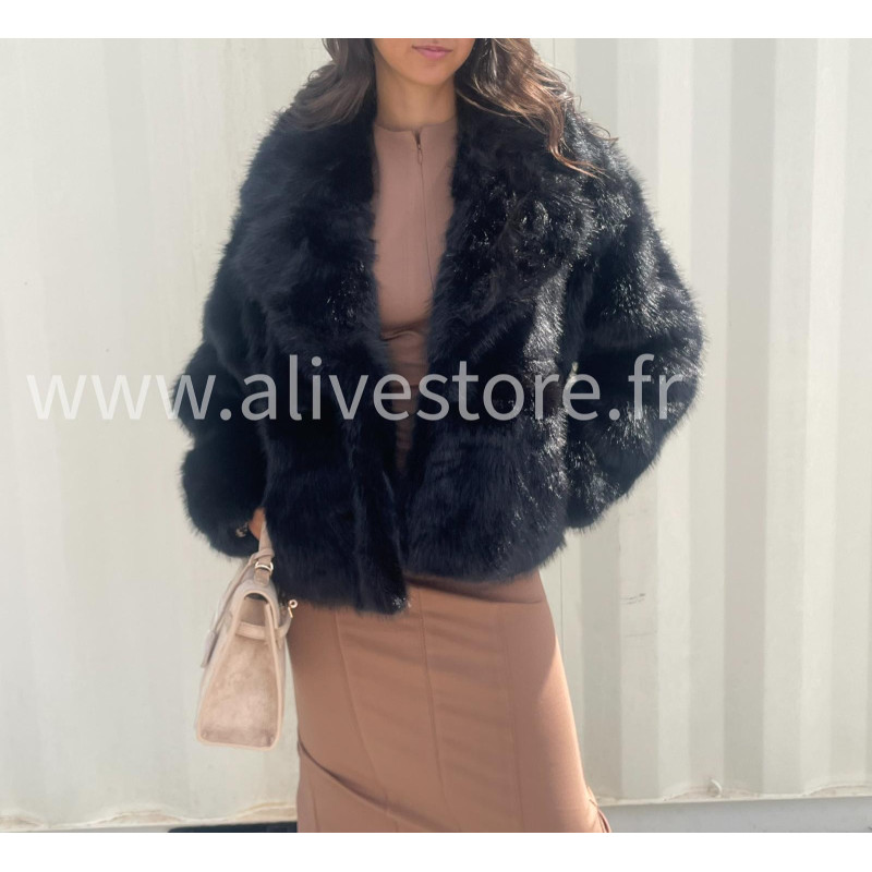 Veste fourrure synthétique Mila femme – marron ou noir – ALIVE STORE