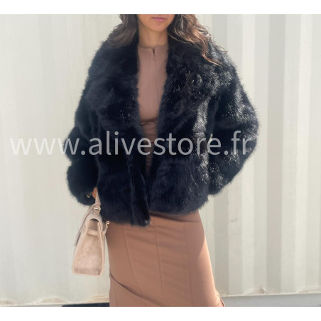Veste fourrure synthétique Mila femme – marron ou noir – ALIVE STORE