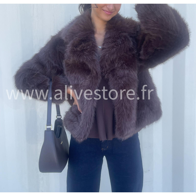 Veste fourrure synthétique Mila femme – marron ou noir – ALIVE STORE