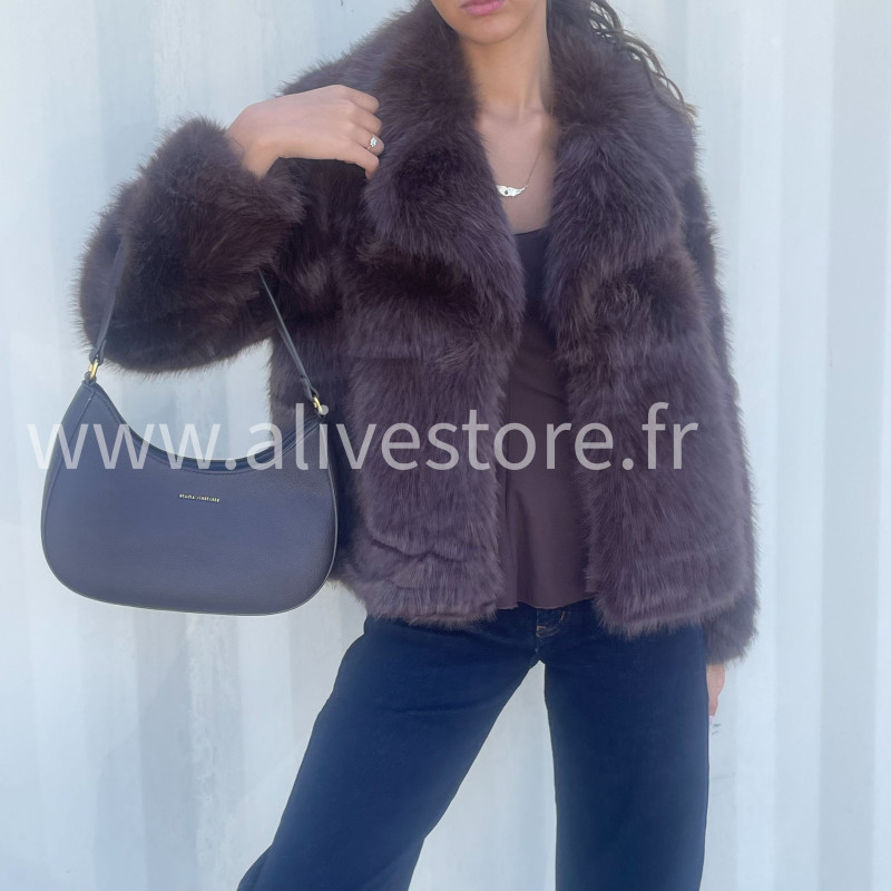 Veste fourrure synthétique Mila femme – marron ou noir – ALIVE STORE