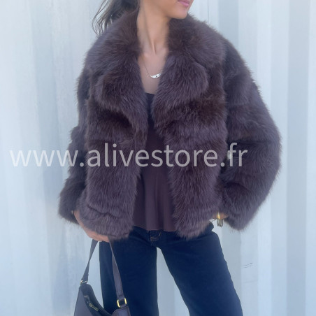 Veste fourrure synthétique Mila femme – marron ou noir – ALIVE STORE
