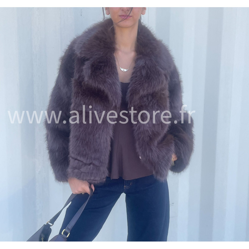 Veste fourrure synthétique Mila femme – marron ou noir – ALIVE STORE