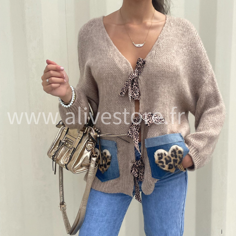 Gilet oversize Coco – détail léopard – ALIVE STORE