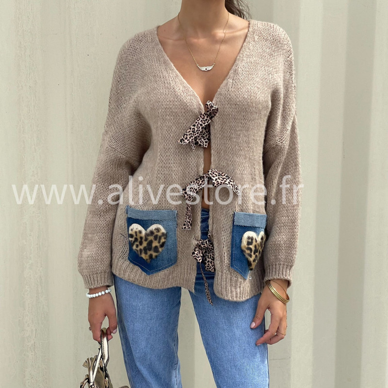 Gilet oversize Coco – détail léopard – ALIVE STORE