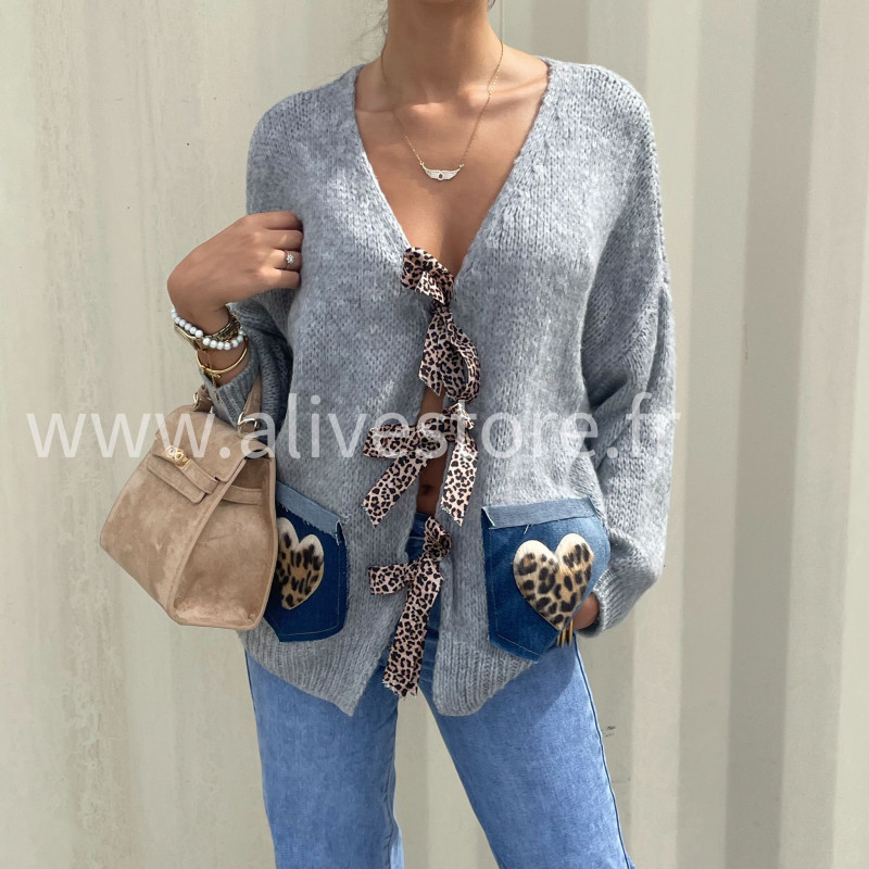 Gilet oversize Coco – détail léopard – ALIVE STORE