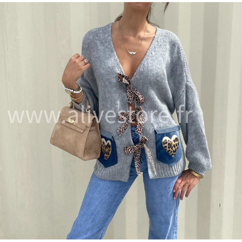 Gilet oversize Coco – détail léopard – ALIVE STORE