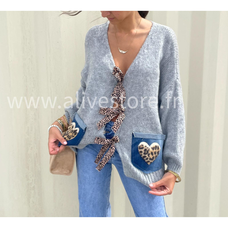 Gilet oversize Coco – détail léopard – ALIVE STORE