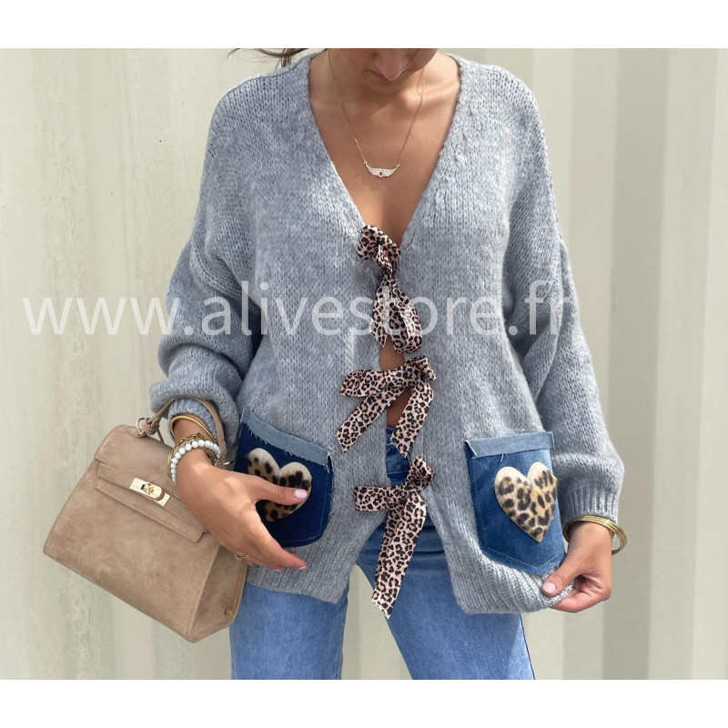 Gilet oversize Coco – détail léopard – ALIVE STORE