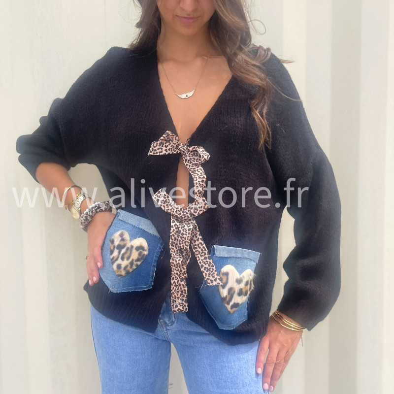 Gilet oversize Coco – détail léopard – ALIVE STORE