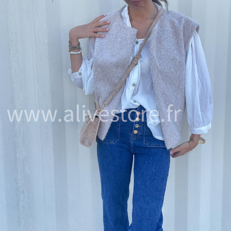 Jean Léana femme – Bleu & Marron – XS à XL – ALIVE STORE
