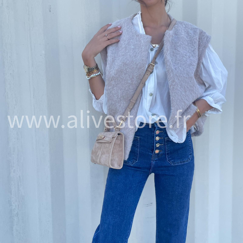 Jean Léana femme – Bleu & Marron – XS à XL – ALIVE STORE