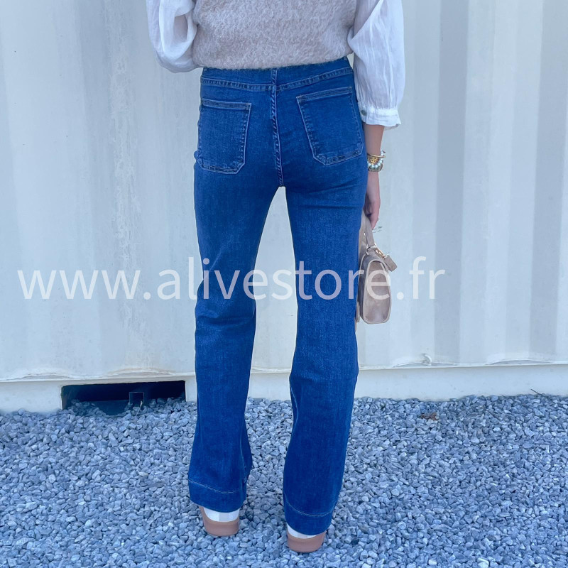 Jean Léana femme – Bleu & Marron – XS à XL – ALIVE STORE