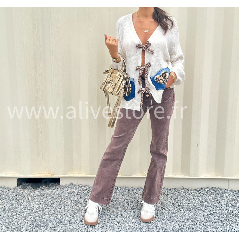 Jean Léana femme – Bleu & Marron – XS à XL – ALIVE STORE