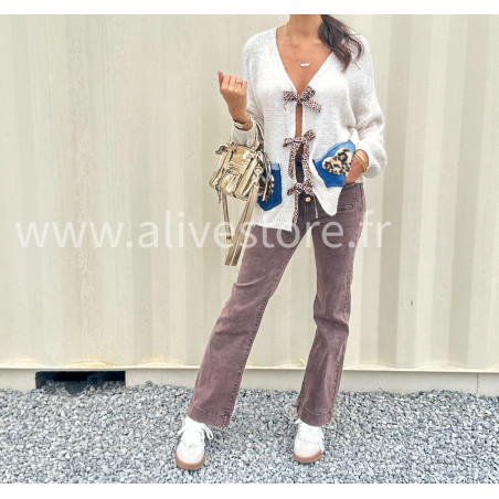 Jean Léana femme – Bleu & Marron – XS à XL – ALIVE STORE