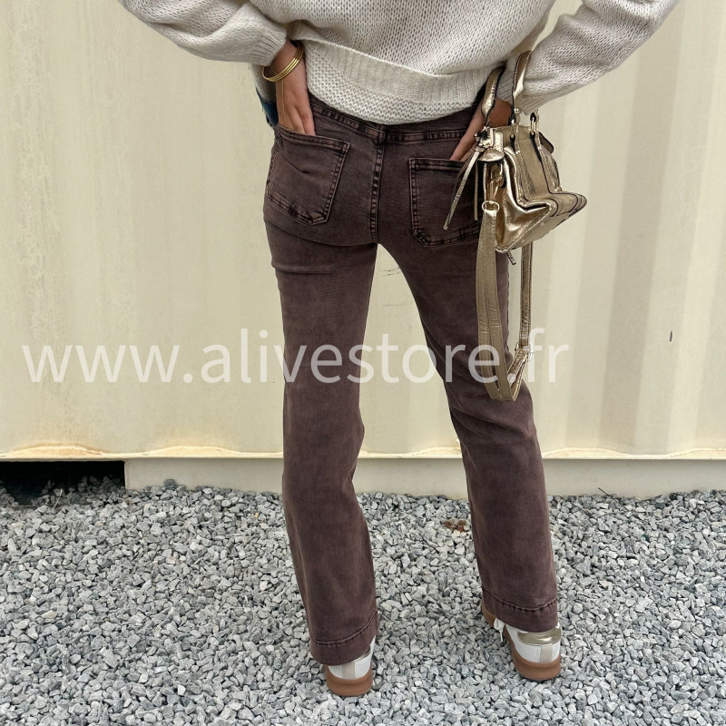 Jean Léana femme – Bleu & Marron – XS à XL – ALIVE STORE