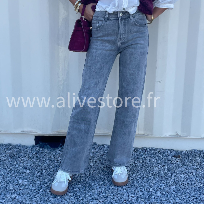 Jean Storm gris droit avec éclairs – ALIVE STORE