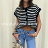 Gilet Sofia rayé noir et blanc – ALIVE STORE