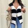 Gilet rayé noir et blanc femme – tendance automne – ALIVE STORE