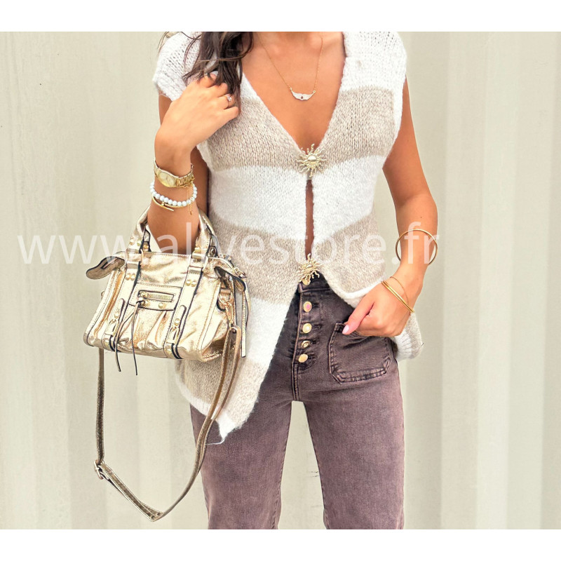 Gilet rayé noir et blanc femme – tendance automne – ALIVE STORE