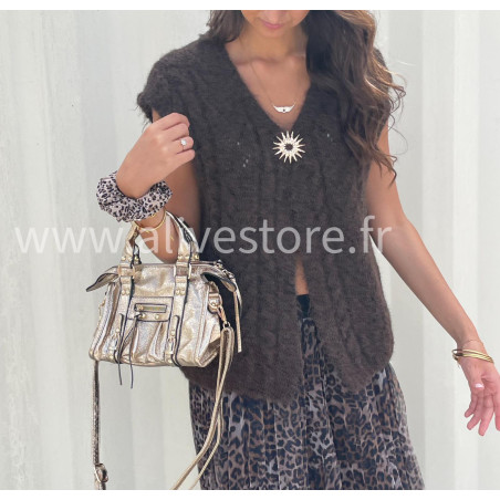 Gilet Isla femme – disponible en gris, marron, rose et noir – ALIVE STORE