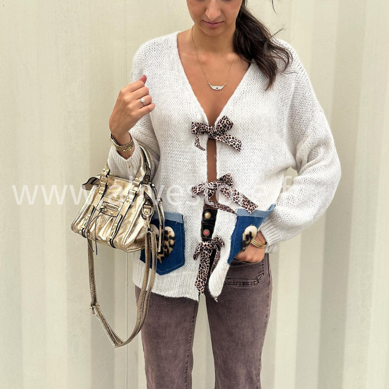 Gilet oversize Coco – détail léopard – ALIVE STORE