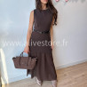 Robe Clara longue avec ceinture noire – Bordeaux, noir, beige & marron | ALIVE STORE