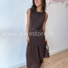 Robe Clara longue avec ceinture noire – Bordeaux, noir, beige & marron | ALIVE STORE