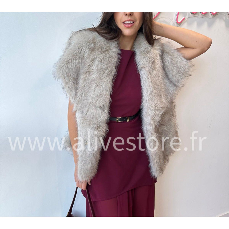Veste Lia sans manches en fausse fourrure – gris ou noir | ALIVE STORE