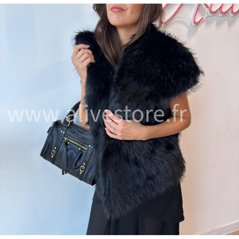Veste Lia sans manches en fausse fourrure – gris ou noir | ALIVE STORE