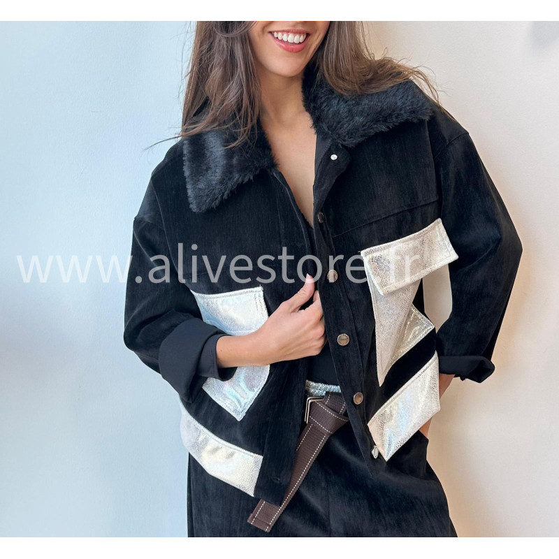 Veste Elena avec col fourré – beige, marron ou noir | ALIVE STORE