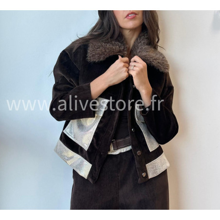 Veste Elena avec col fourré – beige, marron ou noir | ALIVE STORE