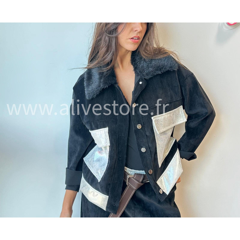 Veste Elena avec col fourré – beige, marron ou noir | ALIVE STORE