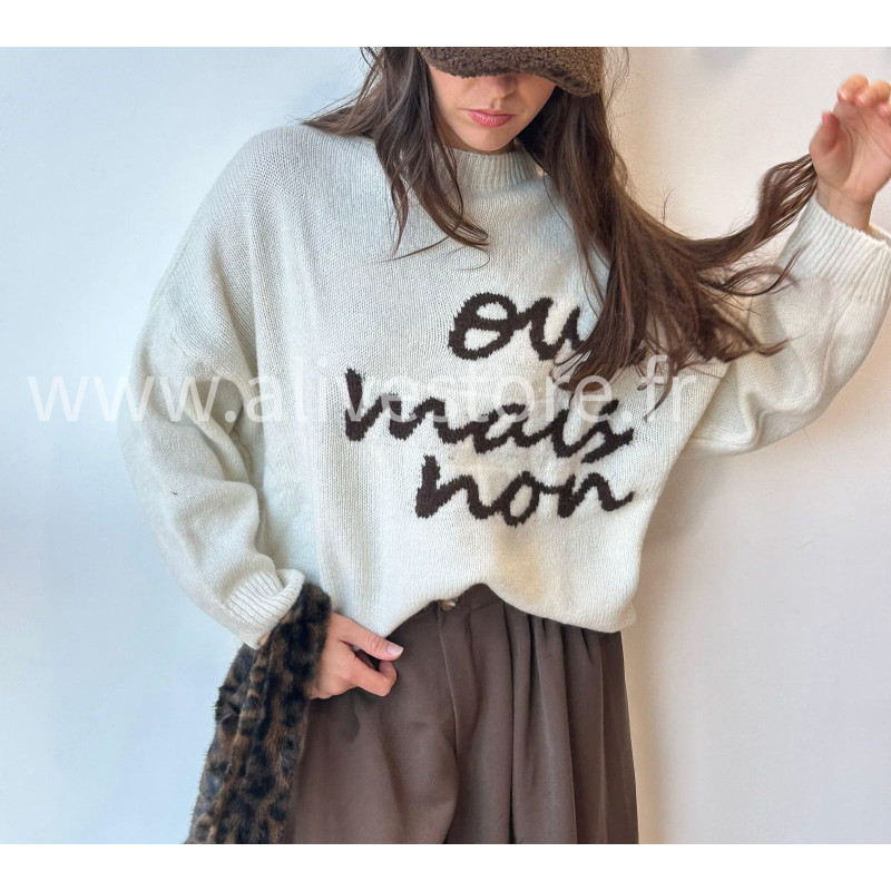 Pull Sofia manches longues avec inscription – blanc, gris ou noir | ALIVE STORE