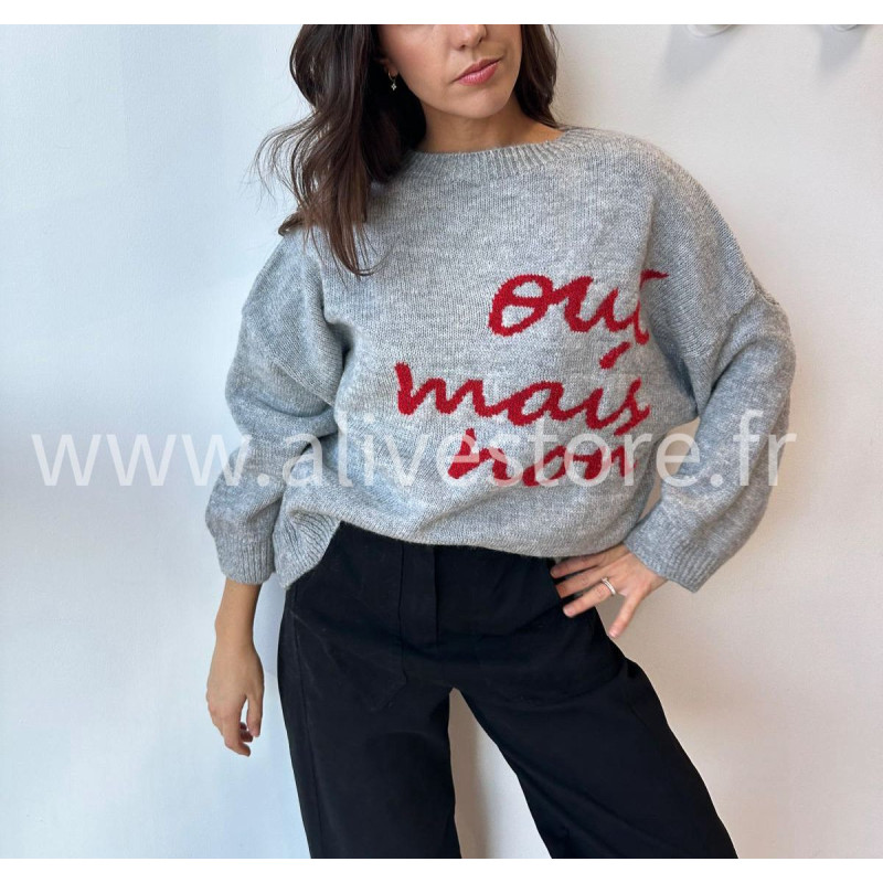 Pull Sofia manches longues avec inscription – blanc, gris ou noir | ALIVE STORE