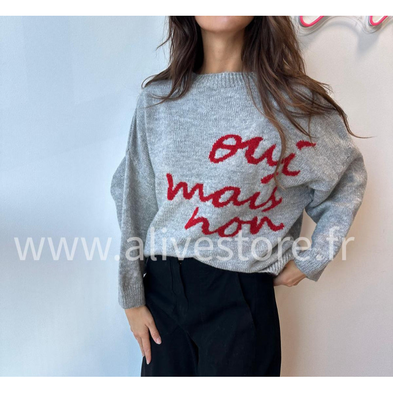 Pull Sofia manches longues avec inscription – blanc, gris ou noir | ALIVE STORE