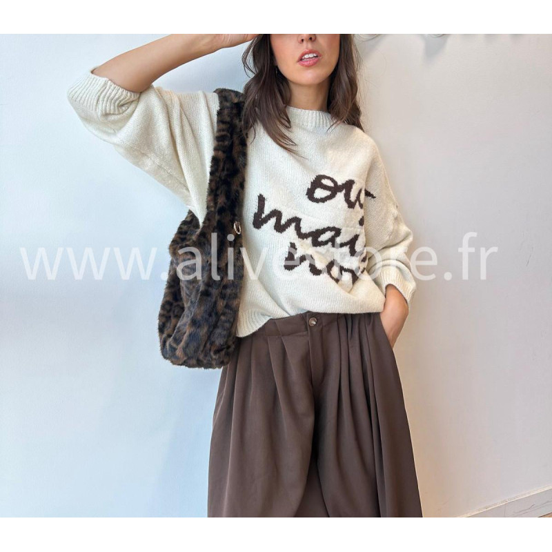 Pull Sofia manches longues avec inscription – blanc, gris ou noir | ALIVE STORE