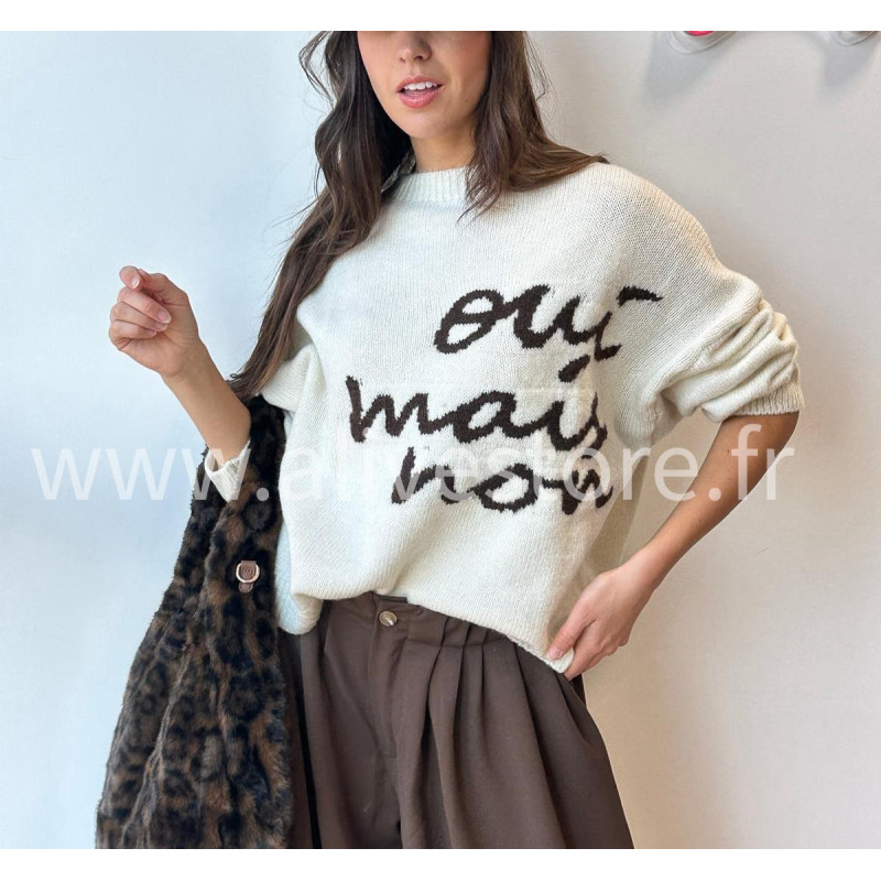Pull Sofia manches longues avec inscription – blanc, gris ou noir | ALIVE STORE
