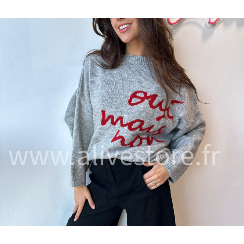 Pull Sofia manches longues avec inscription – blanc, gris ou noir | ALIVE STORE