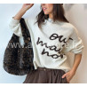 Pull Sofia manches longues avec inscription – blanc, gris ou noir | ALIVE STORE