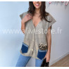 Gilet Lucia avec poches jean et léopard – ALIVE STORE